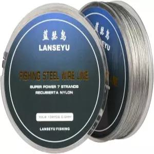 란세유 낚싯줄 100미터 33파운드 0.6mm 나일론 코팅 1x7 스테인리스 스틸 리더 와이어 초연질