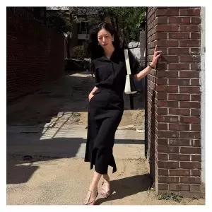 [하프클럽/더아이잗](더아이잗) 슬릿 백 밴딩 머메이드 스커트 ISTP0SK442