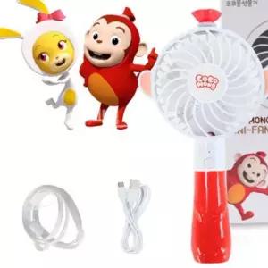 캐릭터 디자인 핸드 선풍기 USB 충전 방식 LED 라이트 탑재 어린이 야외
