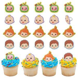 COCOMELON PLAYTIME RING | JJ, YOYO 24개 및 케이크 토퍼 장식, 컵케이크 TOMTOM이 식품 코코멜론 바로 24팩 DECOPAC - 특징인 & 안전 가능 사용