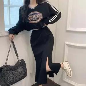 편한원피스 프린팅 투피스 하이웨스트 스커트 크롭탑 빈티지룩