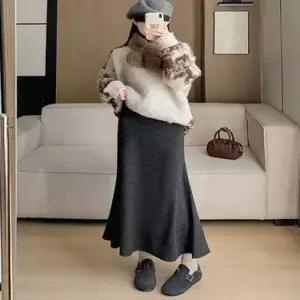 치마 롱 여성용 모직 고급세련핏 정장 머메이드 찹쌀 인기1