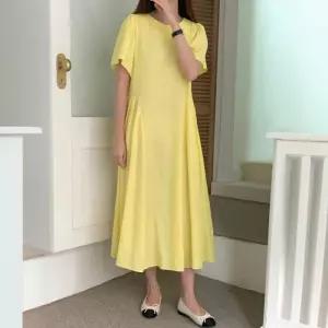 라니 반팔 다솜결 롱 원피스 베이직룩 여친룩