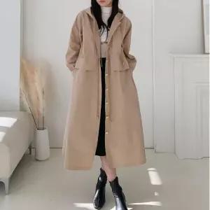 후드 트렌치 다솜결 롱 원피스 트렌치스타일 간절기룩