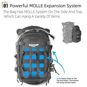 Rhinowalk 오토바이 탱크백 9L 방수 레인커버 포함 백팩형 1.5L 하이드레이션 MOLLE 시스템 다중 수납 여