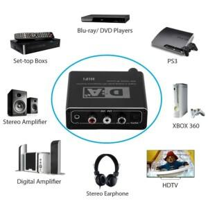 DAC 변환기 디지털-아날로그 오디오 RCA 휴대용 3.5mm 헤드폰 증폭기 Toslink 광 동축 출력 24 Dit