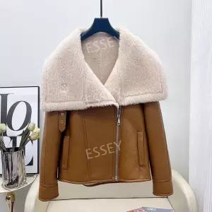 양털무스탕코트 겨울 스웨이드 반코트 자켓 빅카라 데일리룩 울 여성 코트 롱코트 롱 여자 퍼