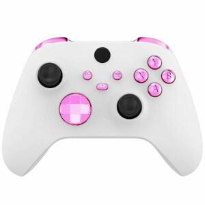 Xbox 코어 무선 컨트롤러용 익스트림레이트 교체 버튼, 크롬 핑크 글로시 커스텀 LB RB LT RT 범퍼가 시리즈 X 및 S Dpad ABXY 시작 백업 동기화 키 공유 부품을 트리거합니다
