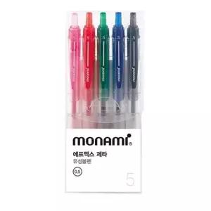 모나미 유성볼펜 FX 제타 0.5mm 5색 형광펜 유성볼펜 유성펜 (WCC1EF3)