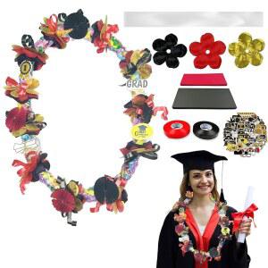 GRADUATION LEI 2025 캔디 만들기 키트 DIY 카드 졸업 파티 용지 꽃 백 용품용 레이 5피스 선물 리본 스티커