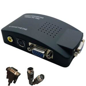 M MAKETHEONE RCA TO VGA 어댑터, 비디오 모니터 암 AV CCTV 입력에서 전송 출력 컴퓨터로 TVBOX에서 노트북 그래픽 프로젝터 S-비디오 컨버터, DVD PC 컴포지트 신호 DVR VCR