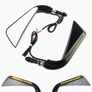 할리 로드 킹 스트리트 글라이드용 LED 흐르는 물결 방향 지시등이 있는 바이크 오토바이 사이드 미러