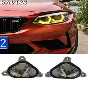 BMW 호환 M2 2 시리즈 DRL LED 헤드 라이트 F22 F23 F87 LCI 2018- 년 주간 조명 용 레몬 옐로우 엔젤 아이