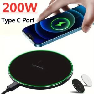 200W 무선 충전 패드 고속 무선 충전 스테이션 (삼성 호환 갤럭시 S25 S24 S23 S22 샤오미 아이폰 호환 16