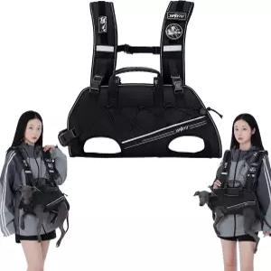 작은 개를 위한 와키투 트 하네스 배낭 캐리어 조절 가능한 패딩 통기성 스트랩 장애인 관절 부상 S