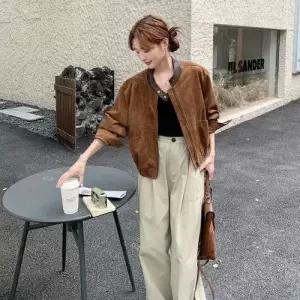 여친 빈티지 캐주얼 코트 데일룩 재킷 스웨이드 PU 가죽 DAOL1