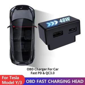 [호환품]테슬라 호환 모델 3 Y X S obd2 어댑터 자동차 model3 듀얼 포트 분배기 충전기 액세서리