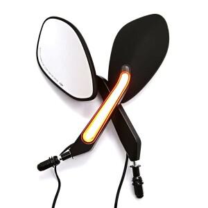 할리데이비슨용 LED 바이크 오토바이 백미러 - 12V 통합 방향 지시등, 볼록 유리, 블랙/크롬