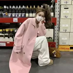 롱 모직 여성 실용성 코트 더블 오버 SPO마켓1