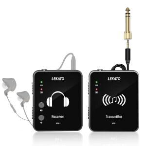 LEKATO MS-1 스테레 장착된 2.4GHZ 송신기 무선 시스템, 모니터 클립이 이어