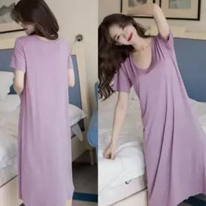 반팔 원피스 캡내장 쿨링 롱 노브라 모달 WFOGM1L