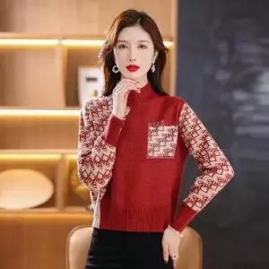 여친 니트 가을 이너 폴라넥 반폴라 자카드 스웨터 추동 하이웨스트 상의 쇼트 원템3