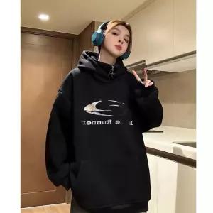 여친 투피스 점퍼 후드 가짜 봄가을 코트 루즈핏 빅사이즈 프린트 커플 상의 OP3