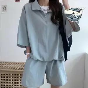 루즈핏트레이닝복 시원한 여름 반집업 트레이닝 여성 아노락 루즈핏 셋업 세트