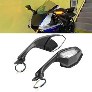 바이크 오토바이 액세서리 후면보기 미러 Yamaha YZF R1 15-24 YZF-R1M/S YZF R6 17-22 용 LED 방향 지시등