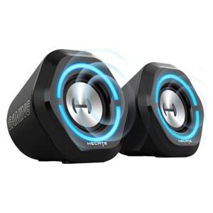 에디파이어 G1000 USB 컴퓨터 스피커, 및 휴대폰용 블루투스 5.3 PC 게임 스피커 3.5mm 보조 입력 RGB 조명, 검은색