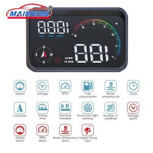 M24 차량용 HUD 헤드업 디스플레이 OBD+GPS 듀얼 시스템 온보드 컴퓨터 속도계 수온 연료 소비량 포함)