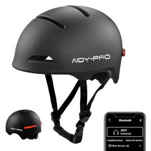 남성용 블루투스가 장착된 AIDY-PRO 스마트 자전거 헬멧, 블루투스 헬멧 내장 스피커, 마이크 및 후면 LED 조명, 도로 전기 통근