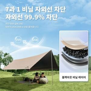 네이처하이크 캠핑 선 쉘터 여름 10-12인용 어닝 17 ㎡ 차양 Ourdoor 공원 해변 텐트 방수포 비닐 코팅 캐