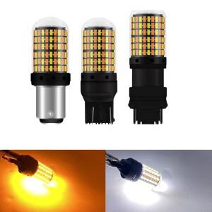 [호환품]듀얼 컬러 자동차 DRL 방향 지시등 조명 전구 스위치 T20 LED 7443 W21/5W 1157 BAY15D T25 3157 P