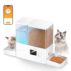 Rojeco 36컵 / 8 5L WiFi 자동 고양이 급식기 및 중력식 물 공급기, 스테인리스 볼 2-in-1 대용량 음식 디스펜서, APP 반려동물, 개, 강아지, 고양이를 위한 3 분수대