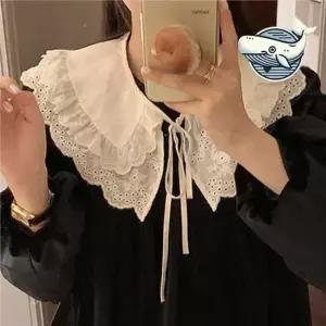 여성용 페이크 레이스 넥카라 블라우스 캐주얼