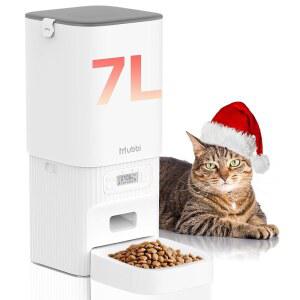 자동 고양이 사료 공급기 - 건조제 봉투가 포함된 7L/29컵 디스펜서, 1 u20136 식사, 2 u201315mm 건조 식품에 이상적, 듀얼 전원 공급이 가능한 애완동물 공급기, 소형견