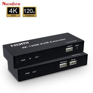 4K 120M HDMI KVM 연장기 RJ45 이더넷 Cat5e/6 케이블 USB 비디오 송수신기 키트 (마우스 키보드용)