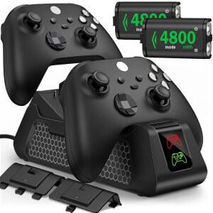 Xbox용 Xbox One 컨트롤러 충전식 배터리 팩 충전소, Series X /S&One /S /X /Elite 충전 도크-4 커버용 2x4800mWh