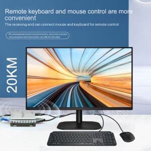 20km 전송 HDMI USB KVM 광케이블 연장기 IP 비디오 송수신기 키보드 마우스 지원 1TX 멀티 RX