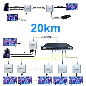 HD 20KM HDMI USB KVM 연장기 비디오 송수신기 IP SC 광케이블 지원 마우스 키보드 노트북 PC TV 모니터로