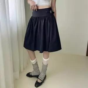 [옷자락]여자 여리핏 체형커버 셔링 미디 플레어 스커트