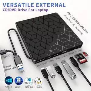 미니CD플레이어 7 in 1 외장 CD 플레이어 DVD 버너 USB30 C 드 RW 레코더 라이터 리더 휴대용 노트북 데스