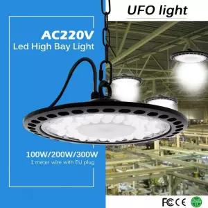 유선작업등 초박형 방수 UFO 램프 100W 200W 300W 작업장 샹들리에 조명 천장 팩토리 LED 코트 창고 실내