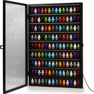 식스포인트 LED 미니피규어 디스플레이 케이스-벽걸이 미니어처 액션 캐비닛 홀더-126 남성 컬렉션 잠금