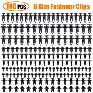 6크기 190pcs 자동차 리테이너 클립 플라스틱 패스너 키트  패널 혼합 바디 범퍼 리벳 세트 교체 푸시 핀