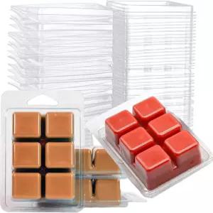탑위안제아 120팩 플라스틱 왁스 멜트 클램쉘 몰드 캐비티 스퀘어 빈 6개 타르트 DIY 윅리스 양초 비누