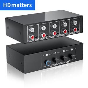 RCA AUX 오디오 스위처 4-IN-1 양방향 스위치 선택기 3.5mm Aux L/R 4X1  1입력 4출력