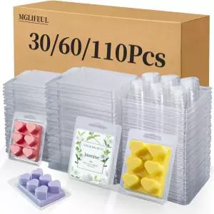 MGLIFEUL 왁스 용융 용기 클램쉘 포장 몰드 박스 스탠드 플라스틱 클리어 빈 캔들 멜트 타르트 큐브 홀더