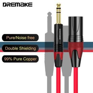 DREMAKE XLR-1/4 인치 TRS 마이크 오디오 케이블 XLR 3 핀 수-쿼터 6.35mm/6.5mm 수 밸런스드 코드 효과 페